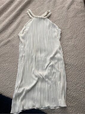 SHEIN White Pleated Mini Halter Dress